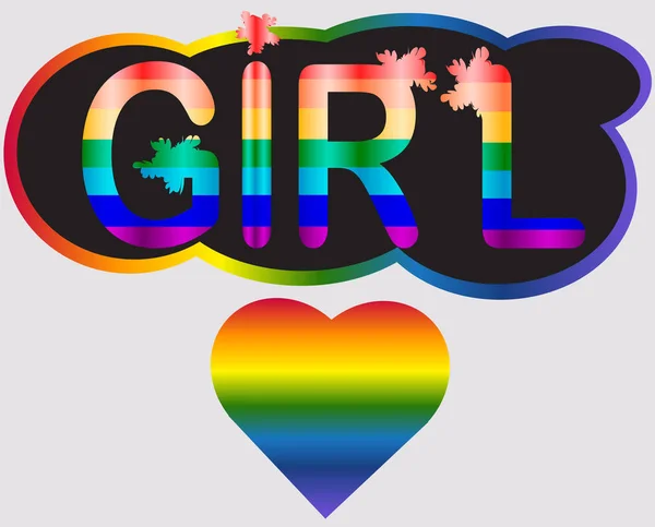 Girl Girl Inscription Rainbow Letters Lgtb Concept Vector Illustration — Stock Vector