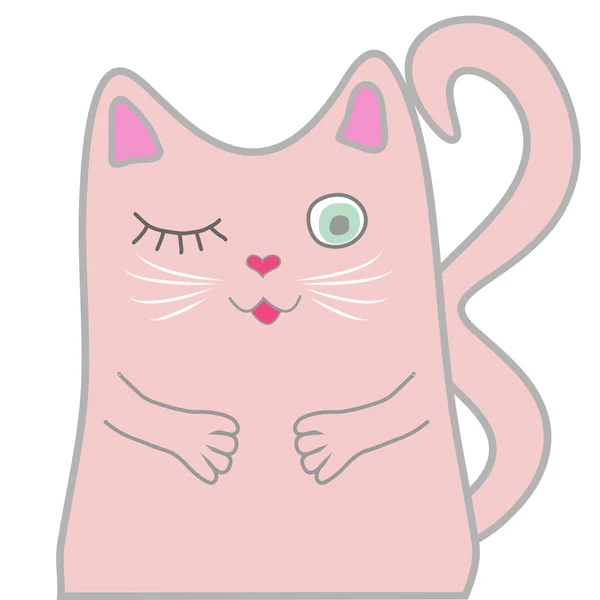 可爱的动画片粉红色小猫 — 图库矢量图片