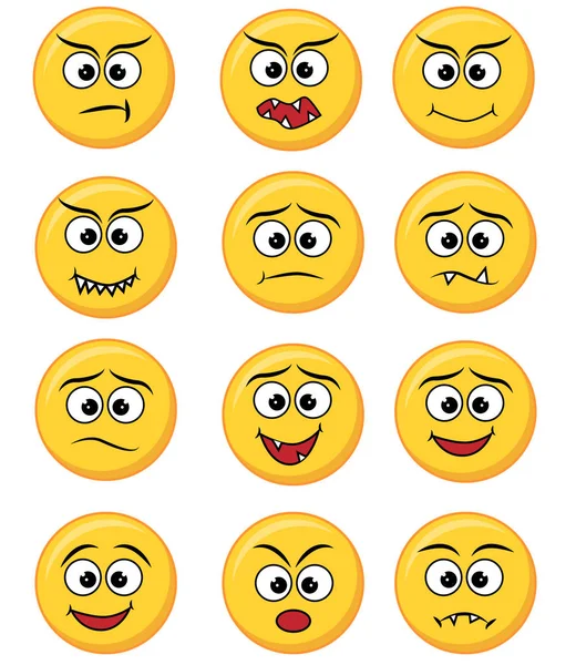 Set Von Verschiedenen Gelben Emoticons Gesichter — Stockvektor