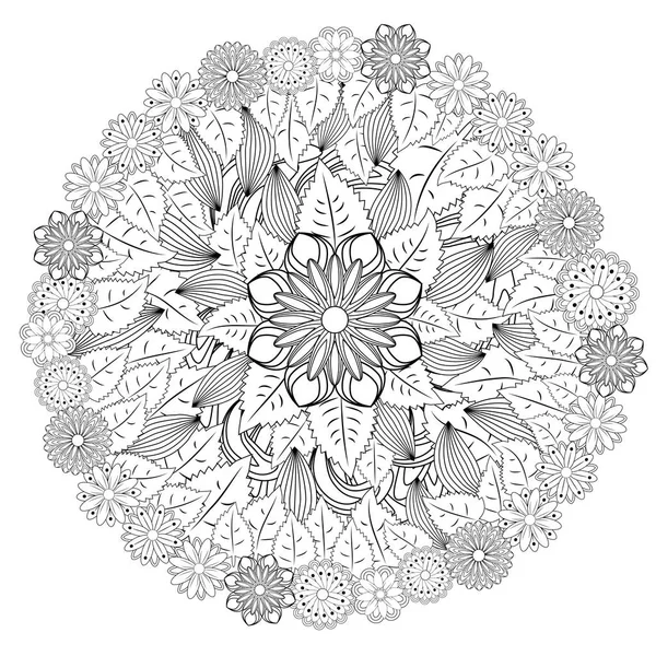 Esquema Dibujo Patrón Floral Colores Blanco Negro — Archivo Imágenes Vectoriales