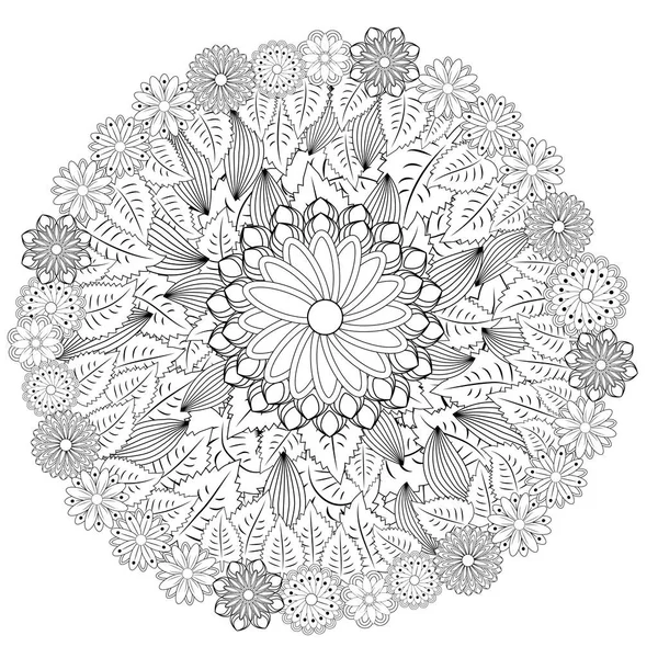 Décor Dessin Motif Floral Couleurs Noir Blanc — Image vectorielle