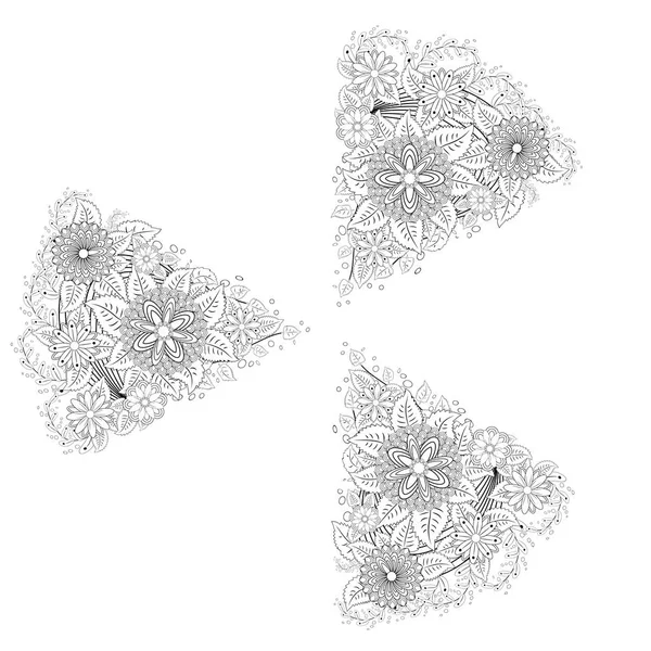 Schwarz Weißes Ornamentales Blumenmuster — Stockvektor