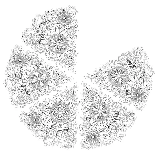 Henné Éléments Floraux Sur Fond Blanc — Image vectorielle