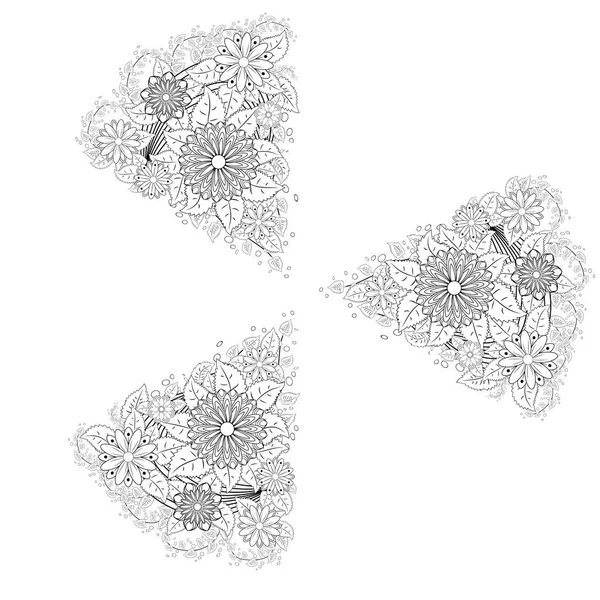 Motif Floral Ornemental Noir Blanc — Image vectorielle