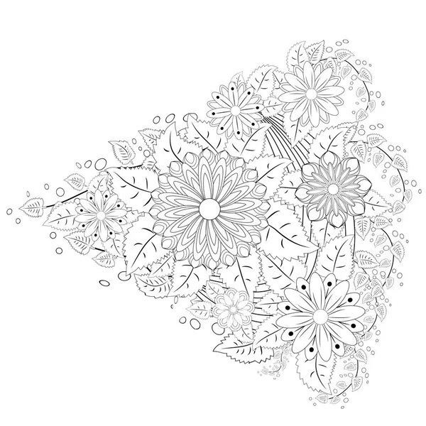 Décor Dessin Motif Floral Couleurs Noir Blanc — Image vectorielle