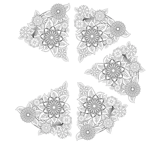 Квіткові Елементи Хенни Білому Тлі — стоковий вектор