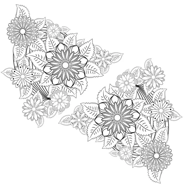 Начерк Малюнка Квіткового Візерунка Чорно Білих Тонах — стоковий вектор