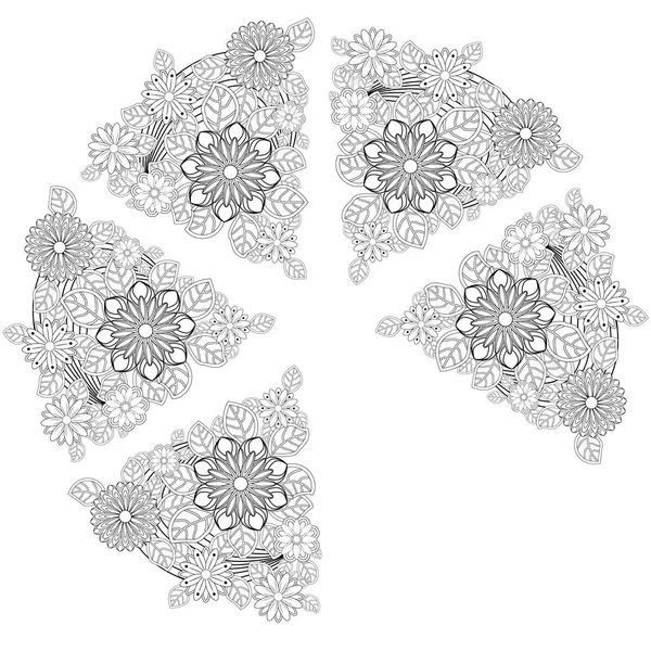 Henna Bloemen Elementen Witte Achtergrond — Stockvector