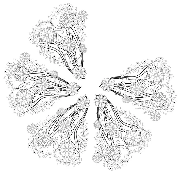 Henné Éléments Floraux Sur Fond Blanc — Image vectorielle