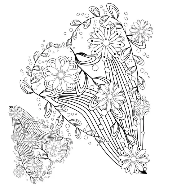 Patrón Floral Ornamental Blanco Negro — Vector de stock