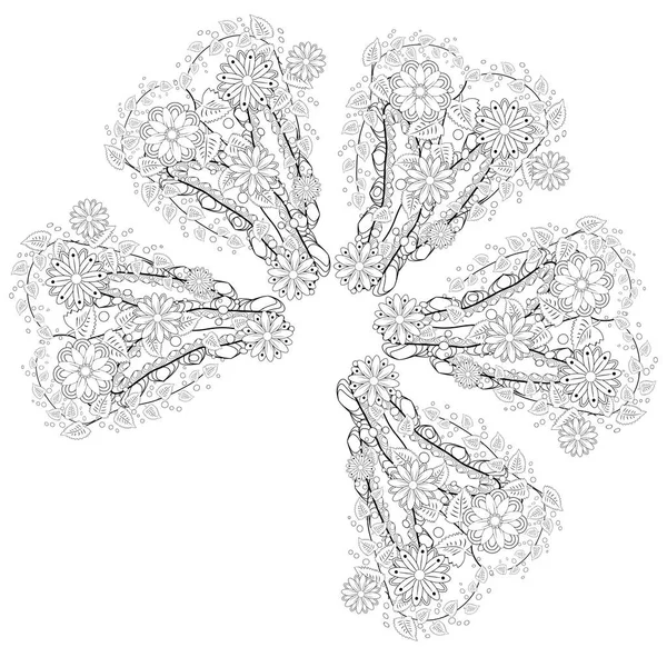 Квіткові Елементи Хенни Білому Тлі — стоковий вектор