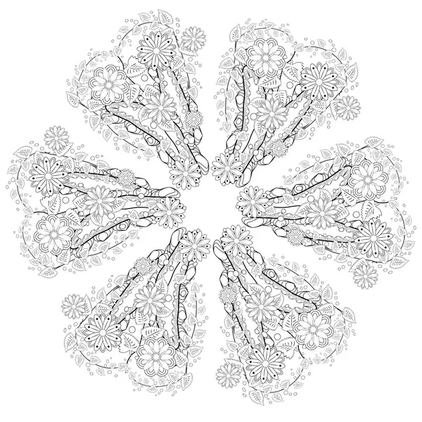 Patrón Floral Ornamental Blanco Negro — Vector de stock