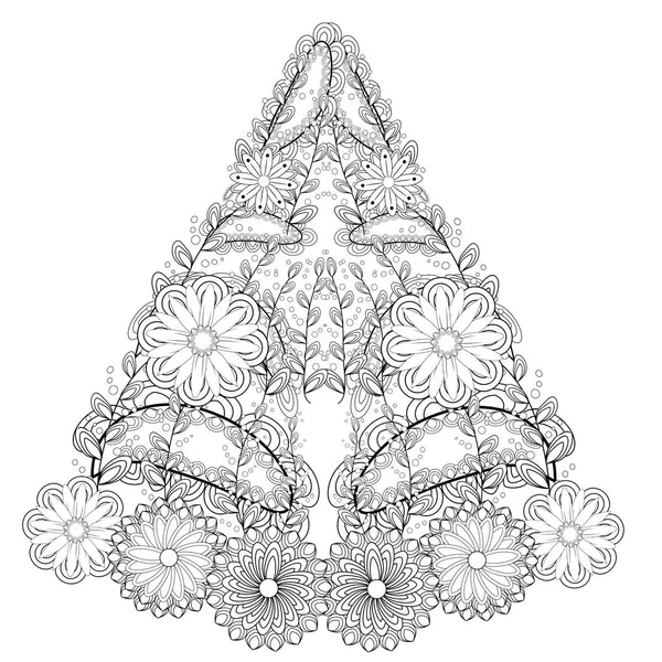 黑白装饰花卉图案 — 图库矢量图片