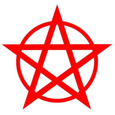 Pentagram veya pentalpha veya köşeli. nokta iş antik pagan sembolü izole beş köşeli yıldız. Siyah iş, flash dövme veya baskı tasarımı.