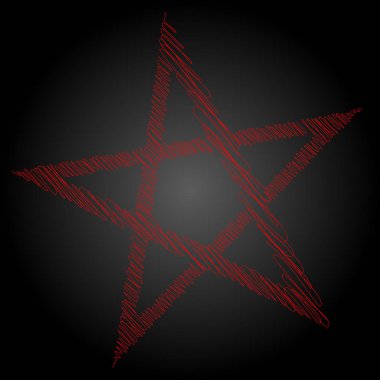 Pentagram kan kırmızı Runik büyü çemberi. Satanist işareti, büyü döküm yüzük. Pentalpha, köşeli, illüstrasyon