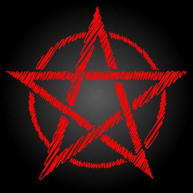 Pentagram veya pentalpha veya köşeli. nokta iş antik pagan sembolü izole beş köşeli yıldız. Siyah iş, flash dövme veya baskı tasarımı.