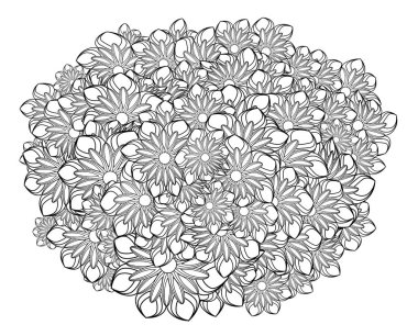 Siyah ve beyaz daire çiçek süsleme, süs yuvarlak dantel tasarım. Çiçek mandala