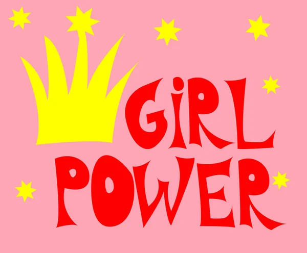 Prasasti Kekuatan Gadis Tulisan Tangan Dengan Font Cerah Merah Muda - Stok Vektor