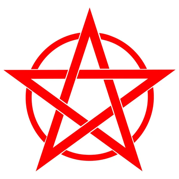 Pentagrama Rojo Sangre Deletreo Rúnico Círculo Signo Satánico Anillo Mágico — Vector de stock