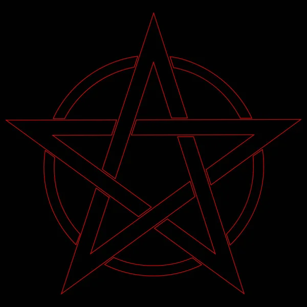 Pentagrama Rojo Sangre Deletreo Rúnico Círculo Signo Satánico Anillo Mágico — Vector de stock