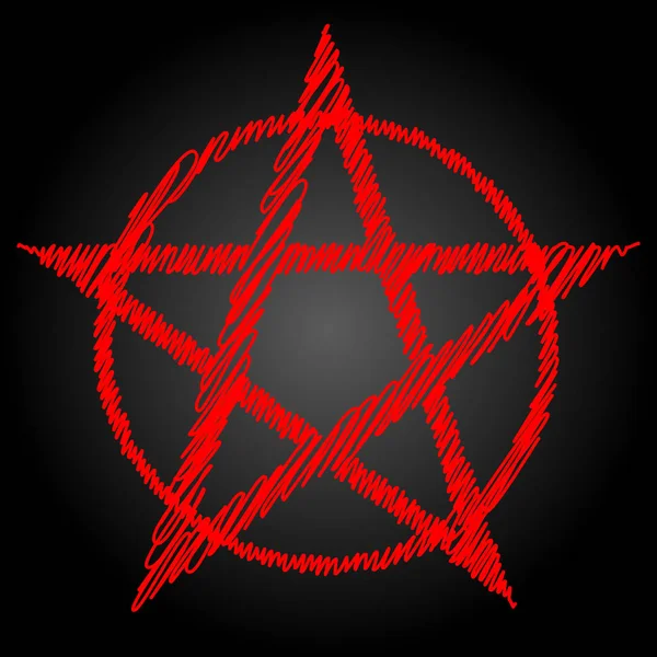 Pentagram Bloedrode Runic Spell Cirkel Satanische Ondertekenen Magic Gieten Ring — Stockvector