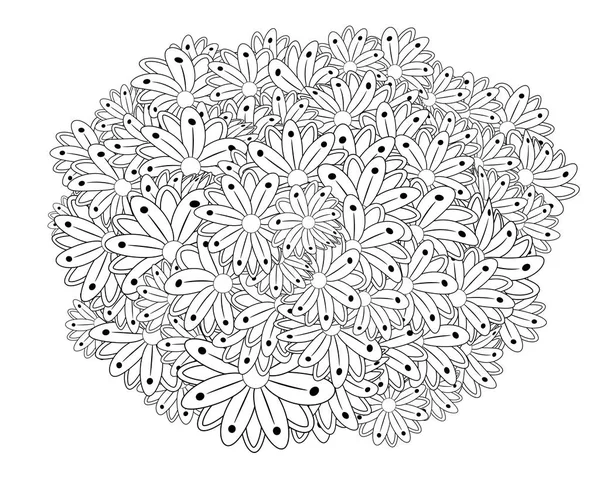 Zwart Wit Cirkel Bloem Ornament Sier Ronde Lace Ontwerp Bloemen — Stockvector