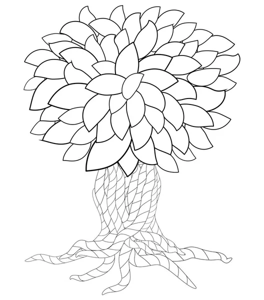Цвіте Дерево Елементи Книжка Розмальовка Дорослих Doodles Медитації — стоковий вектор