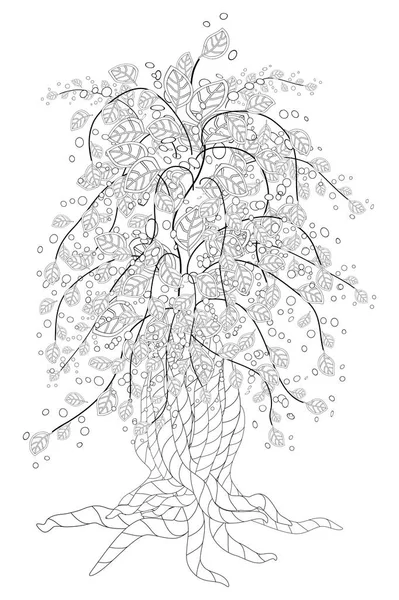 Blossom Tree Des Éléments Livre Colorier Pour Adulte Caniches Pour — Image vectorielle