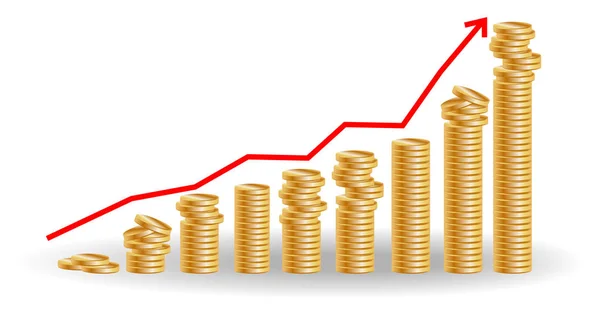 Conceito Crescimento Financeiro Com Pilhas Moedas Ouro —  Vetores de Stock