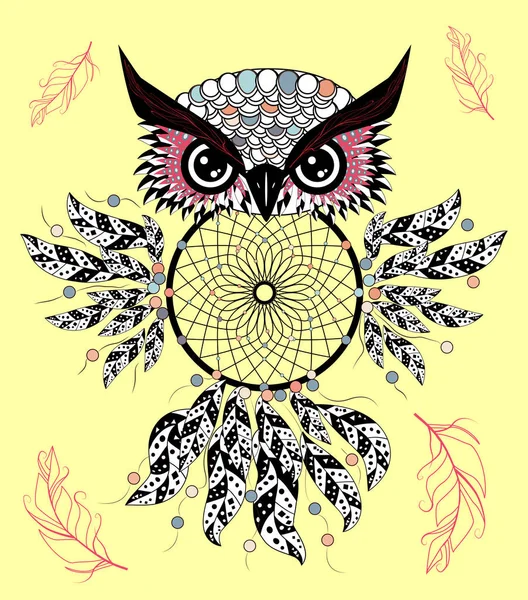 Dream Catcher Owl Boho Style Totem Animal Royalty Free Stock Vectors