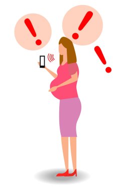 hamile kadın profili smartphone kadın karikatür karakter tam uzunlukta düz kullanarak izole. soru cevap online doktor