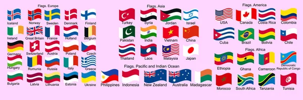 Conjunto de Bandeiras de Estados soberanos mundiais . —  Vetores de Stock