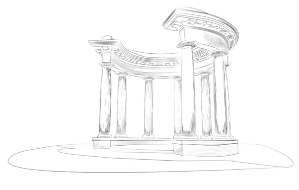 Boceto. Arbor con ocho columnas en el estilo dórico. Rotonda de Amistad de los Pueblos — Archivo Imágenes Vectoriales