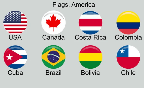 Amerikanische Länder Flagge im Norden, Mittelamerika im Süden — Stockvektor