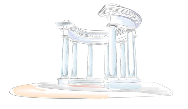 Croquis. Tonnelle avec huit colonnes dans le style dorique. Rotonde de l'amitié des peuples — Image vectorielle
