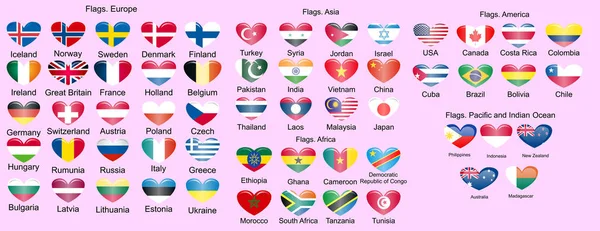 Instellen van vlaggen van soevereine staten van de wereld. — Stockvector
