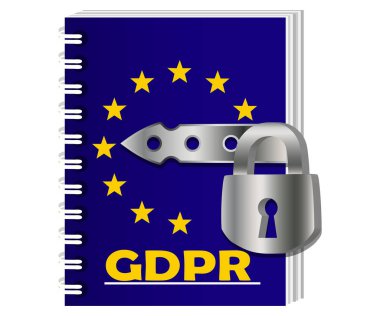 Gdpr kavramı, veri koruması, kilit kilitli