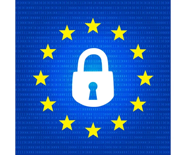 Gdpr concepto, protección de datos, bloqueo bloqueado — Vector de stock