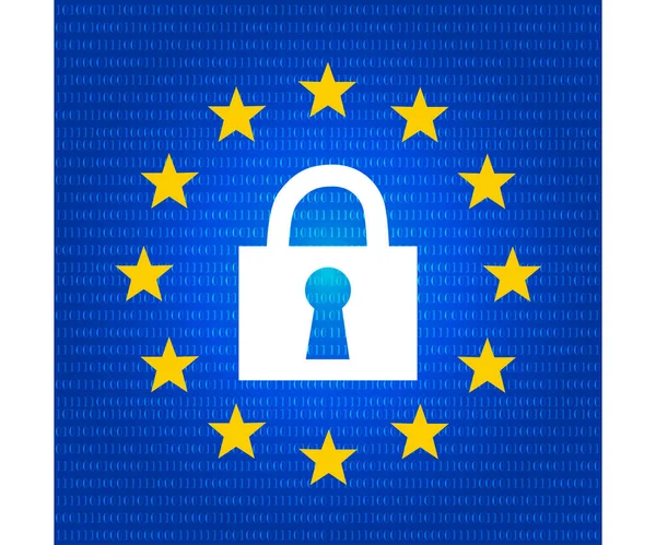 Gdpr concepto, protección de datos, bloqueo bloqueado — Vector de stock