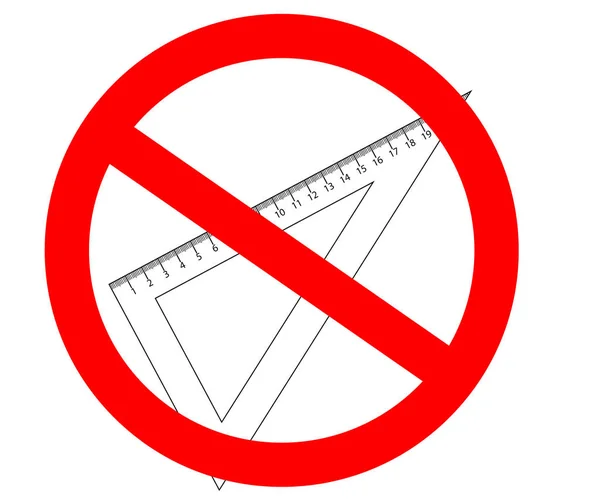 Kein Stoppschild. Dreieck-Lineale und Winkelmesser, Lineale in Zentimetern und Zoll markiert — Stockvektor
