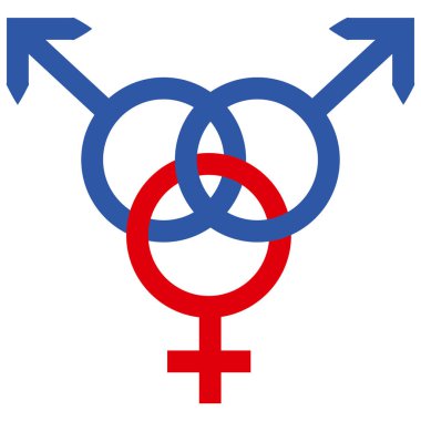 Üç kişi arasında polyamorik ilişkilerin şematik temsili. Poliory kavramsal illüstrasyon