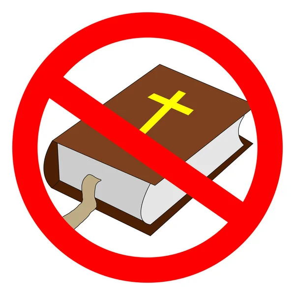 Bijbel verboden te ondertekenen. Atheïstisch wereldbeeld, afwezigheid van geloof in goden, religieus scepticisme concept. — Stockvector