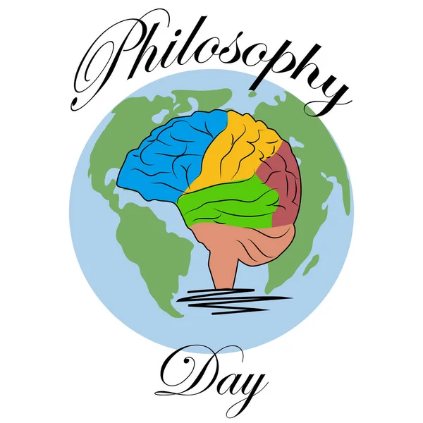 Día Mundial de la Filosofía, noviembre. Hombre budista concepto espiritual ilustración — Vector de stock