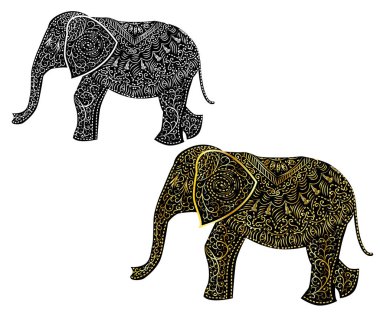 Stilize fantezi desenli fil. El çizilmiş çizim