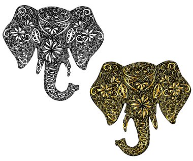 Stilize fantezi desenli fil. El çizilmiş çizim
