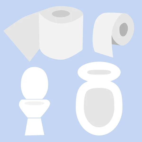 Toiletpot met toiletrol. Eenvoudige platte cartoon — Stockvector