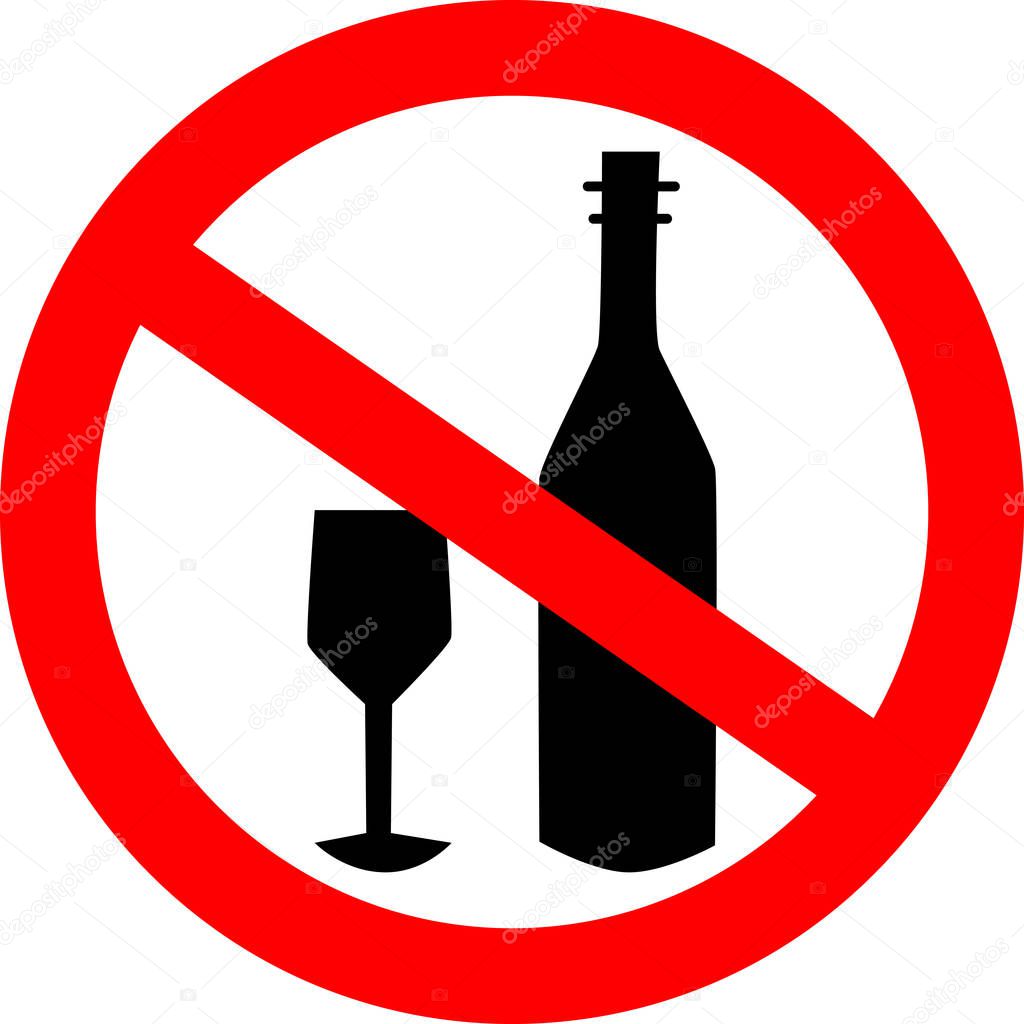 No alcohol drink sign. logo element. No drinking sign, No alcohol sign, isolated on white background