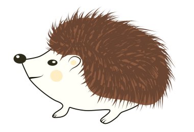 Modern düz tarzda sevimli kirpi. Karikatür tarzında serin küçük gri kirpi giyiyor. karikatür ifade model oyuncak.