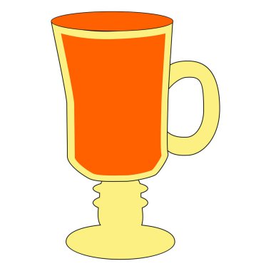 Cam ve malzemeler ile mulled şarap. Beyaz arka planda izole edilmiştir. El çizilmiş