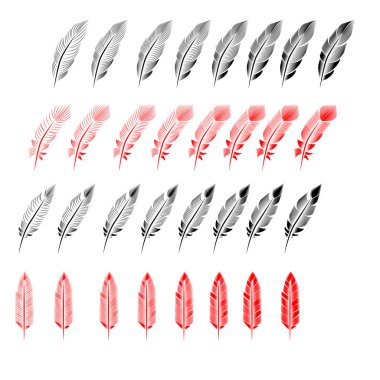 Tüy illüstrasyon, çizim, gravür, mürekkep çizimi koleksiyonu